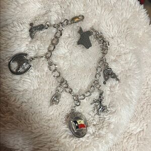 Vintage Sterling Silver  Texas theme Charm Bracelet
